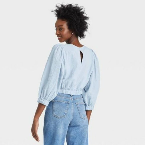 A New Day™ Women’s 3/4 Sleeve Bubble Hem Top - Picture 2 of 3